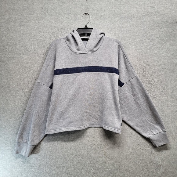 Under Armour x Project Rock Women Sweatshirt XL Gray Loose Fit Crop Oversized - Picture 1 of 10